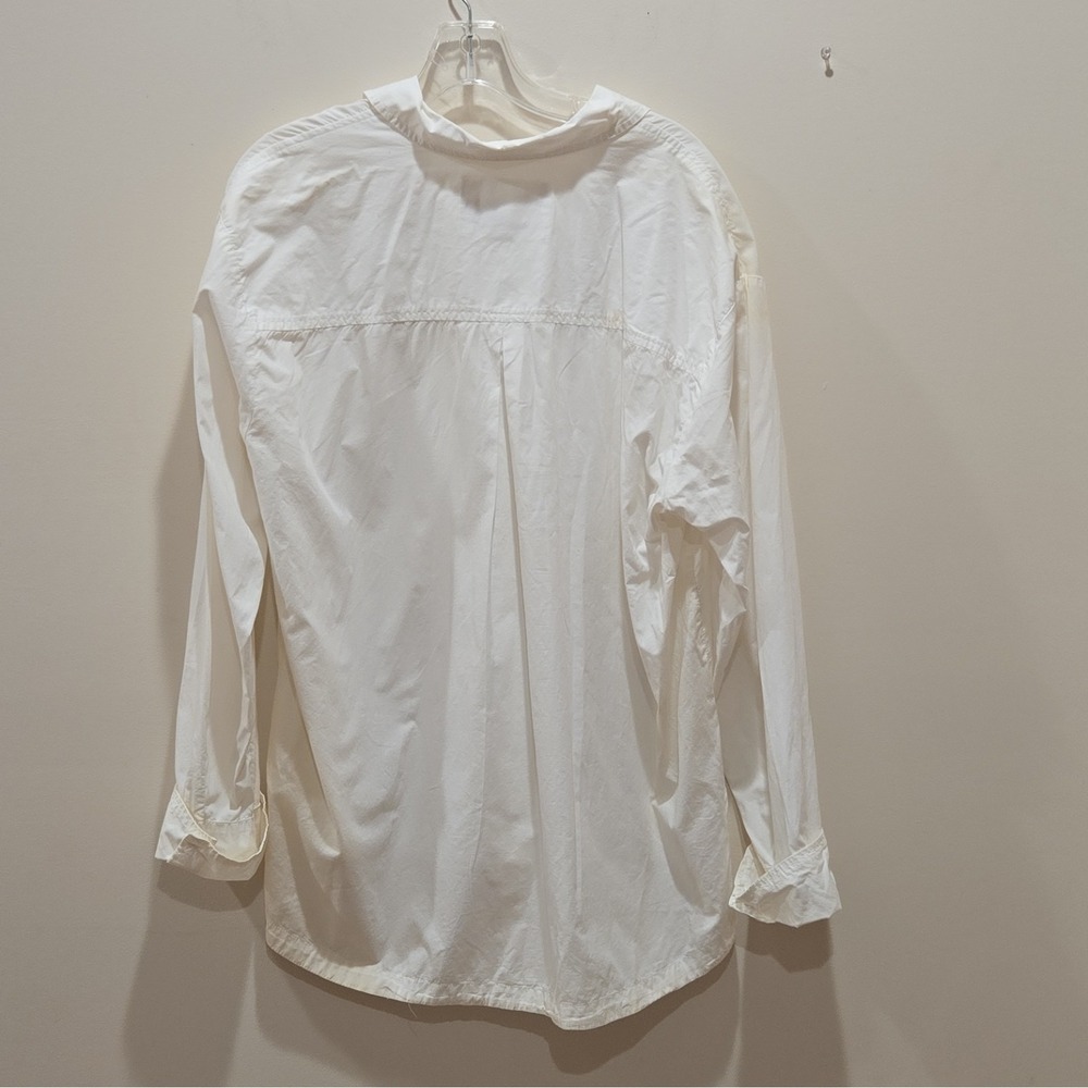 Maeve by Anthropologie White Solid Collared Long Sleeve Button Blouse XL - Picture 4 of 5